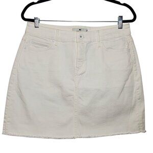 NWT Vineyard Vines Denim Skirt Women's 10 White Solid Raw-Hem Jeans Casual